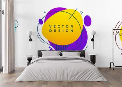 Abstract liquid shape. Fluid design. Isolated gradient waves with geometric lines, dots. Vector illustration. Wall mural