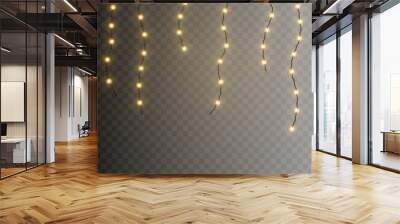 Christmas lights. Vector String with glowing light bulbs. Wall mural