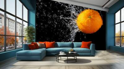 Fresh orange in water splash Wall mural