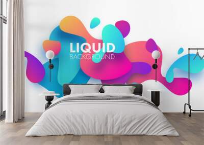 Horizontal plastic colorful shapes. Paper layers. Liquid, flow, fluid design. Modern background. Trendy. Abstract. Vector illustration eps 10 Wall mural