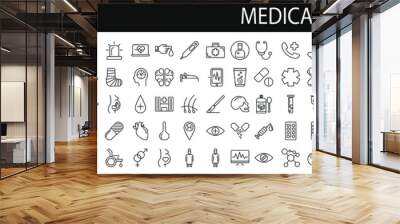 Medical  icon set. Linear icons, sign and symbols in flat linear design of medicine and healthcare with elements for mobile concepts and web applications. Collection of Modern Infographic Logo a Wall mural