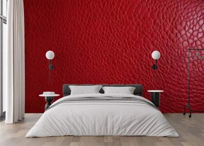 Red leather surface texture background. Generative AI Wall mural