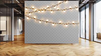 Vector Christmas garland on an isolated transparent background. Light, light garland PNG, Christmas decoration. Wall mural