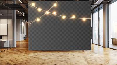 Vector Christmas lights. Christmas garland PNG. Christmas light PNG. Christmas decoration, LED lamps. Wall mural