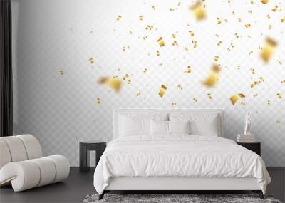 Vector gold confetti png. Confetti falling. Confetti, serpentine, tinsel. Decoration for the holiday. Birthday. Wall mural