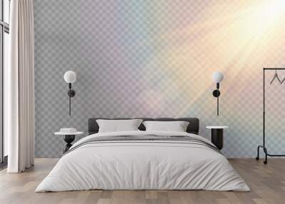 Vector golden light with glare. Sun, sun rays, dawn, glare from the sun png. Gold flare png, glare from flare png.	 Wall mural