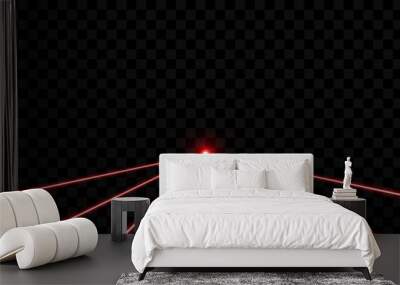 Vector laser beams png. Red laser beams on an isolated transparent background. Laser security system, protection. Red laser png. PNG. Wall mural