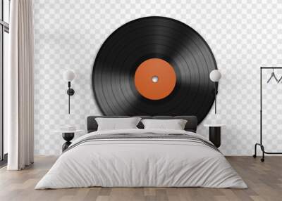 Vector vinyl record on an isolated transparent background. Vinyl record PNG. Old CDs, music. PNG. Wall mural