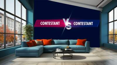 Versus screen. Vs battle headline, conflict duel between Red and Blue teams. Confrontation fight competition. Boxing martial arts mma football basketball soccer fighter match vector background Wall mural