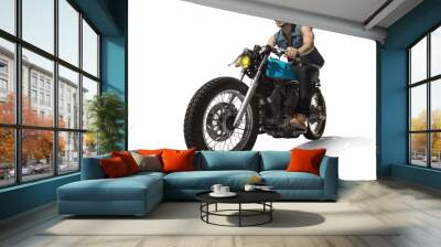 Man seat on the motorcycle on the transparent background.	 Wall mural