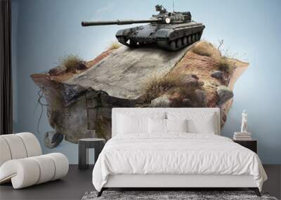 Ukrainian heavy armored tank on a section of the road.	
 Wall mural