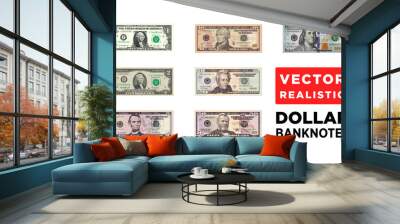 Dollar money realistic paper banknotes of USA - vector one size, business art illustration Wall mural