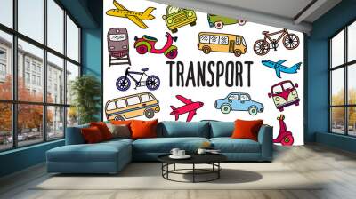 doodle set with transport Wall mural