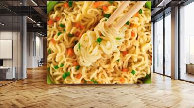 Bowl of instant noodles isolated on white background. Wall mural