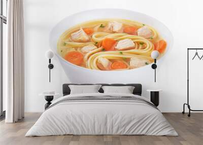 Chicken noodle soup isolated on white background. Wall mural