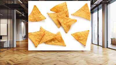 Corn chips, nachos isolated on white background. Wall mural