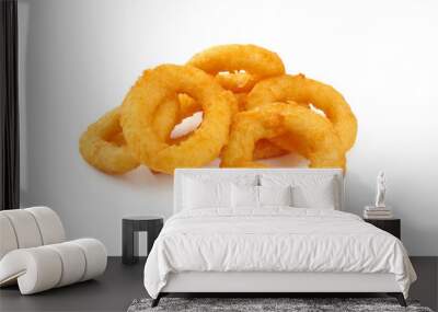 Onion rings isolated on white background Wall mural