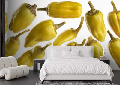 Pickled pepperoncini pepper isolated on white background. Collection with clipping path. Wall mural