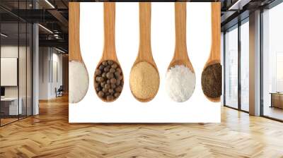 Spoon with spices on a white background. Collection Wall mural