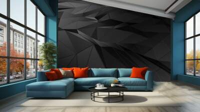 3D rendering abstract polygonal space low poly with connecting surface. Futuristic HUD background Wall mural