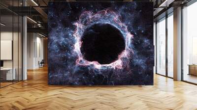 3D rendering cosmic energy strings. Energy flows in the form of thin bright elements Wall mural