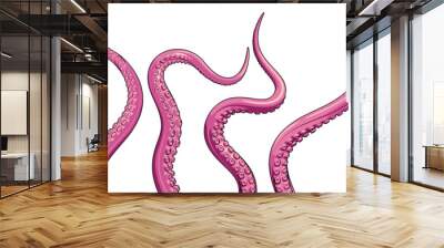 A vector set of pink octopus tentacles. Underwater monster graphic. Wall mural