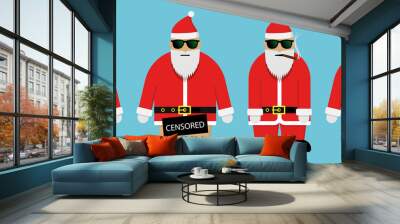 Cool Santa with sunglasses character set. Vector Illustration. Wall mural