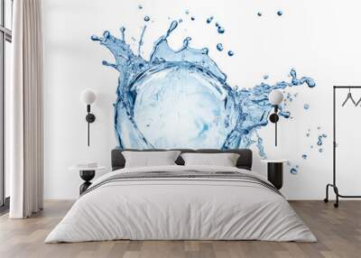 blue water splash isolated on white background Wall mural