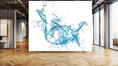 blue water splash isolated on white background Wall mural