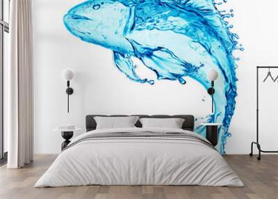 water fish splash isolated on white background Wall mural