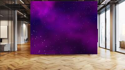 Purple and blue dark starry space. Vector background of colorful nebula. Wall mural