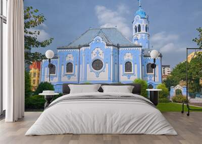 The Church of St. Elizabeth, commonly known as Blue Church, is a Hungarian Secessionist Catholic church built in 1913 and located in Bratislava, Slovakia Wall mural