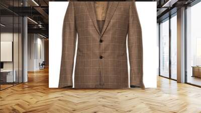 Brown men's jacket checkered on a white background Wall mural