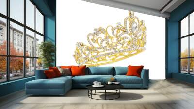 gold crown with diamonds isolated on white Wall mural