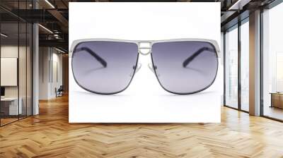 Men's sunglasses in metal frame isolated on white Wall mural