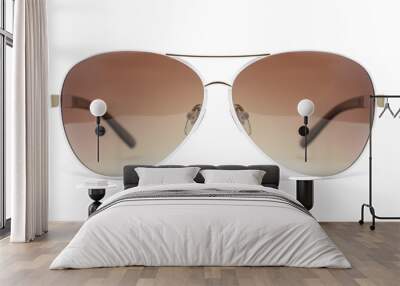 Sunglasses in an iron frame with brown glass isolated on white Wall mural