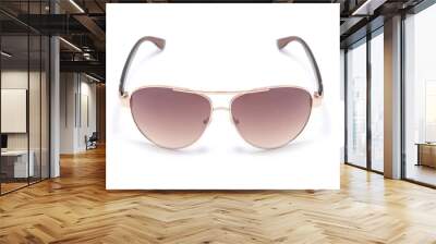 Sunglasses in an iron frame with brown glass isolated on white Wall mural