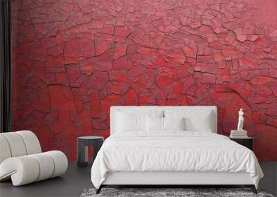 the surface is covered with old peeling cracked red paint Wall mural