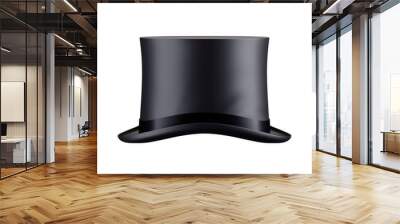 Gentleman Hat Cylinder. Front view. Classic Black model with silk ribbon. Side view. 3D render Illustration isolated on white background Wall mural