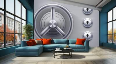 Safe with keyholes. Concept of high security and quest room games. Vector Illustration Wall mural