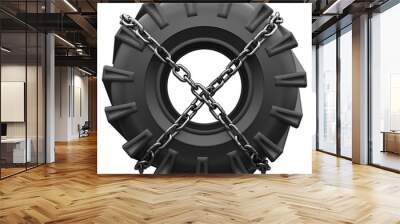 Tractor tire chains wrapped Wall mural