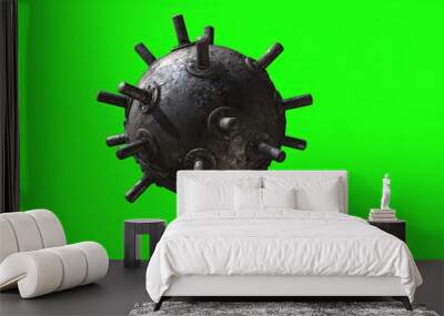 3d illustration - Naval underwater mines on the green screen Wall mural