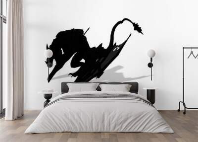 3d illustration - silhouette of Dragon Walking on white  backgound Wall mural