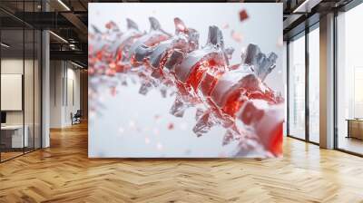 3D rendered illustration of human spine with inflammation effect Wall mural