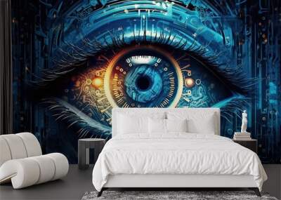 abstract cyber eye   Wall mural