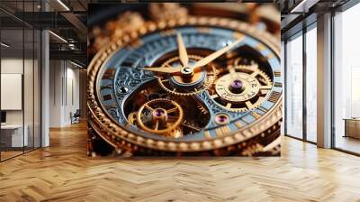 Background with metal cogwheels a clockwork Wall mural