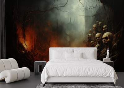 scary zombie - scary scene of hell Wall mural