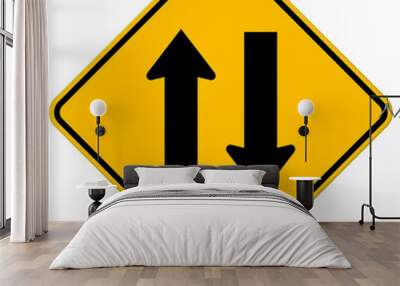 Yellow Sign Directional Arrows Wall mural