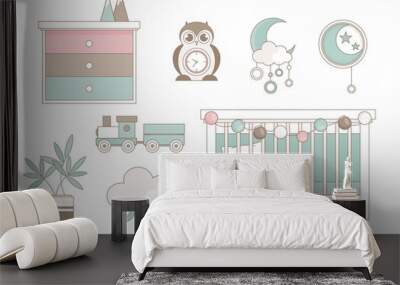 Modern wooden baby room Wall mural