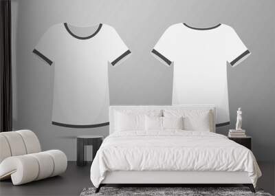 Front and back templates Simple white T-shirt for shirt design. Wall mural